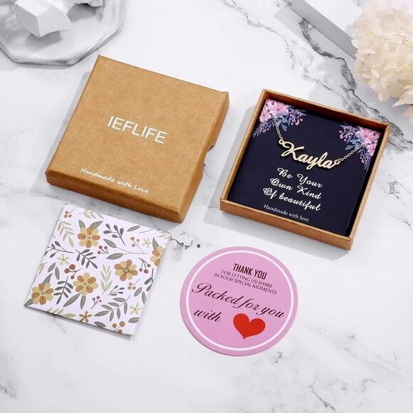 Custom Name Necklace Personalized, 14K Gold Plated Personalized Name Necklace Wh - Picture 3 of 7